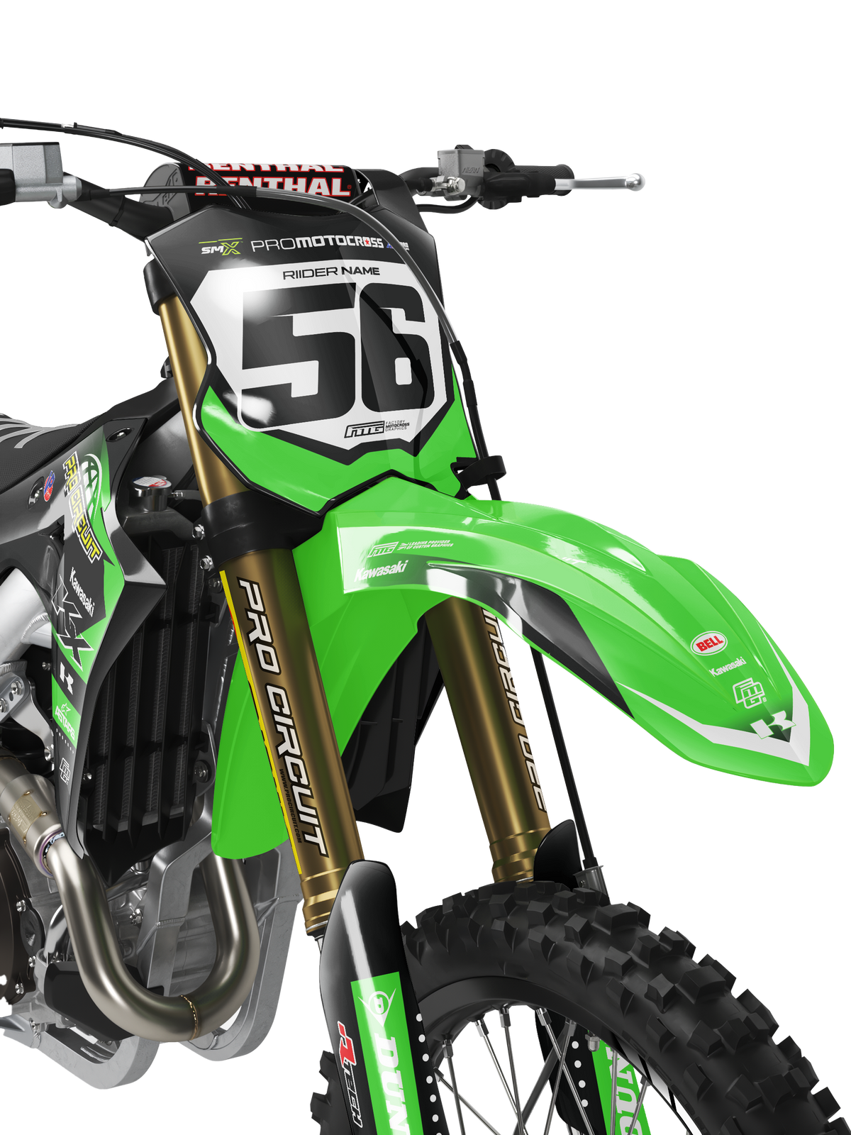 KAWASAKI ProCircuit Black &amp; Green Team GRAPHICS KIT