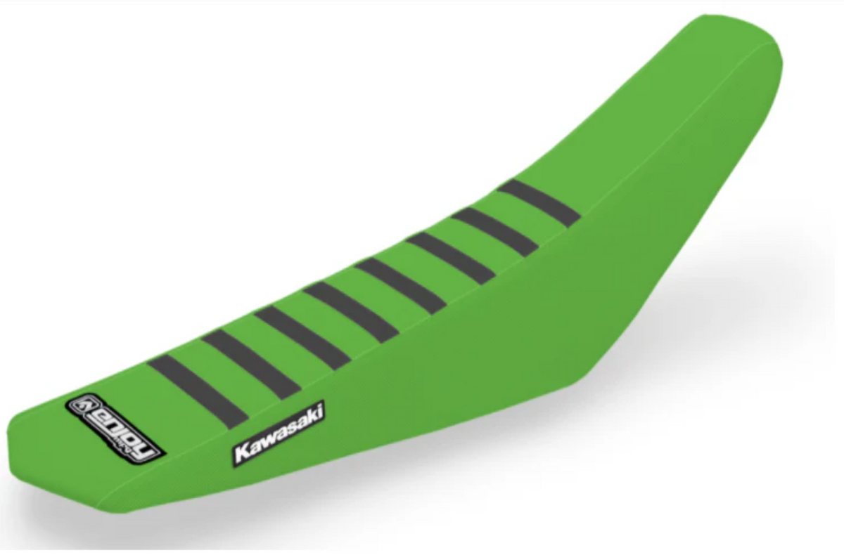 Enjoy Kawasaki Green Black Logo Ribbed Seat Cover