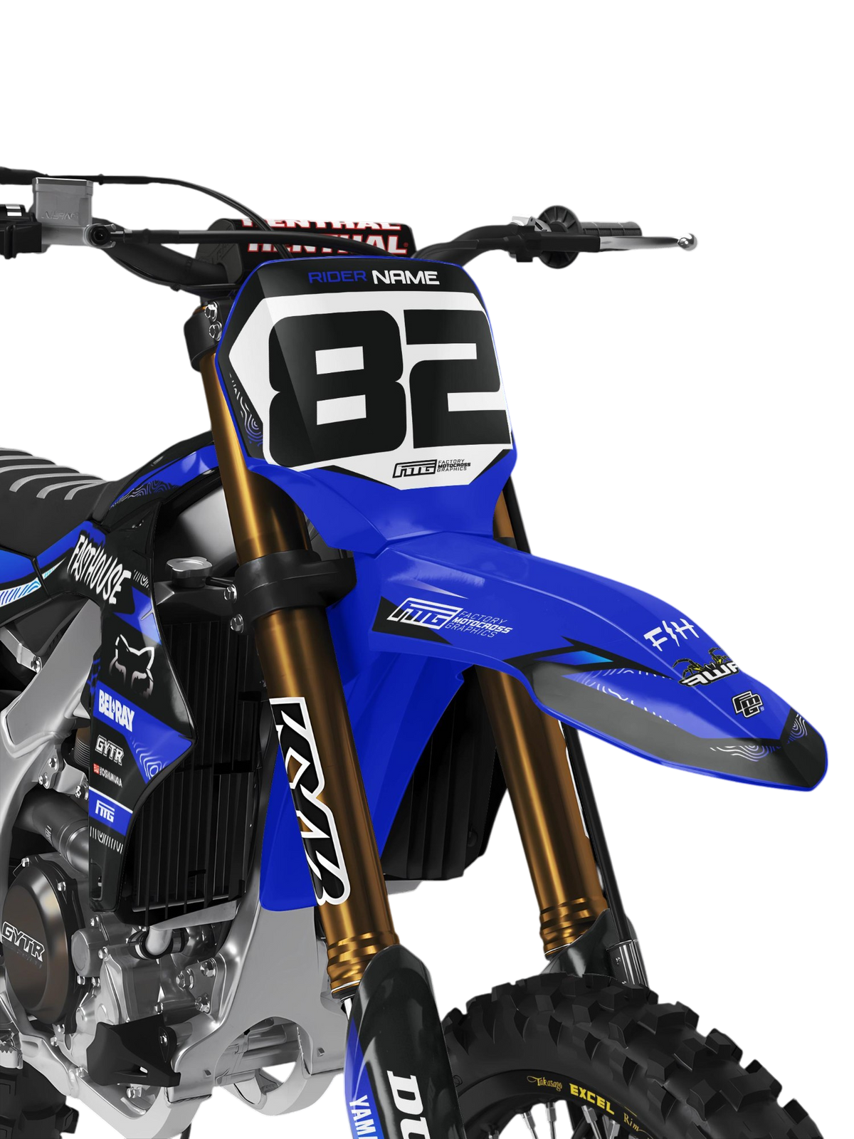 YAMAHA FASTHOUSE BLACK &amp; BLUE GRAPHICS KIT.