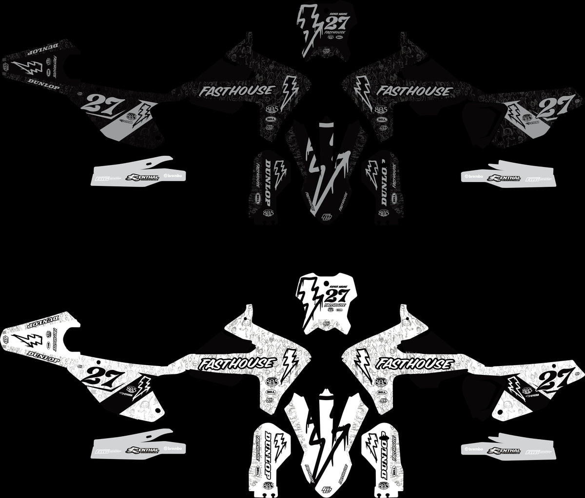 TRIUMPH FASTHOUSE DOODLE Black VI GRAPHICS KIT. TF FACTORY MOTOCROSS GRAPHICS