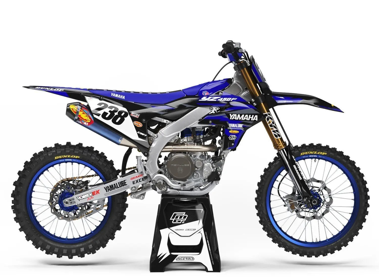 Yamaha factory black & blue graphics kit